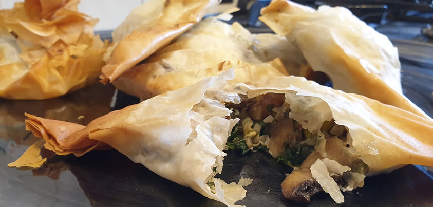 Mushroom, shallot and chestnut parcels