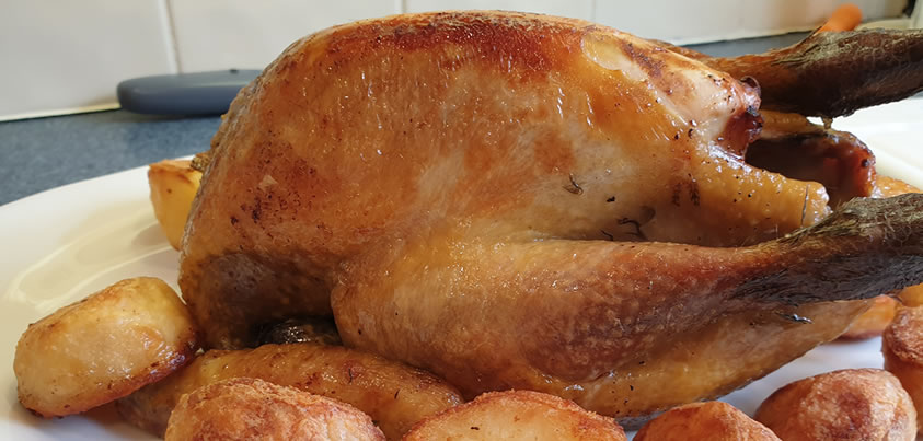 Roasted Guinea Fowl with Roast Potatoes